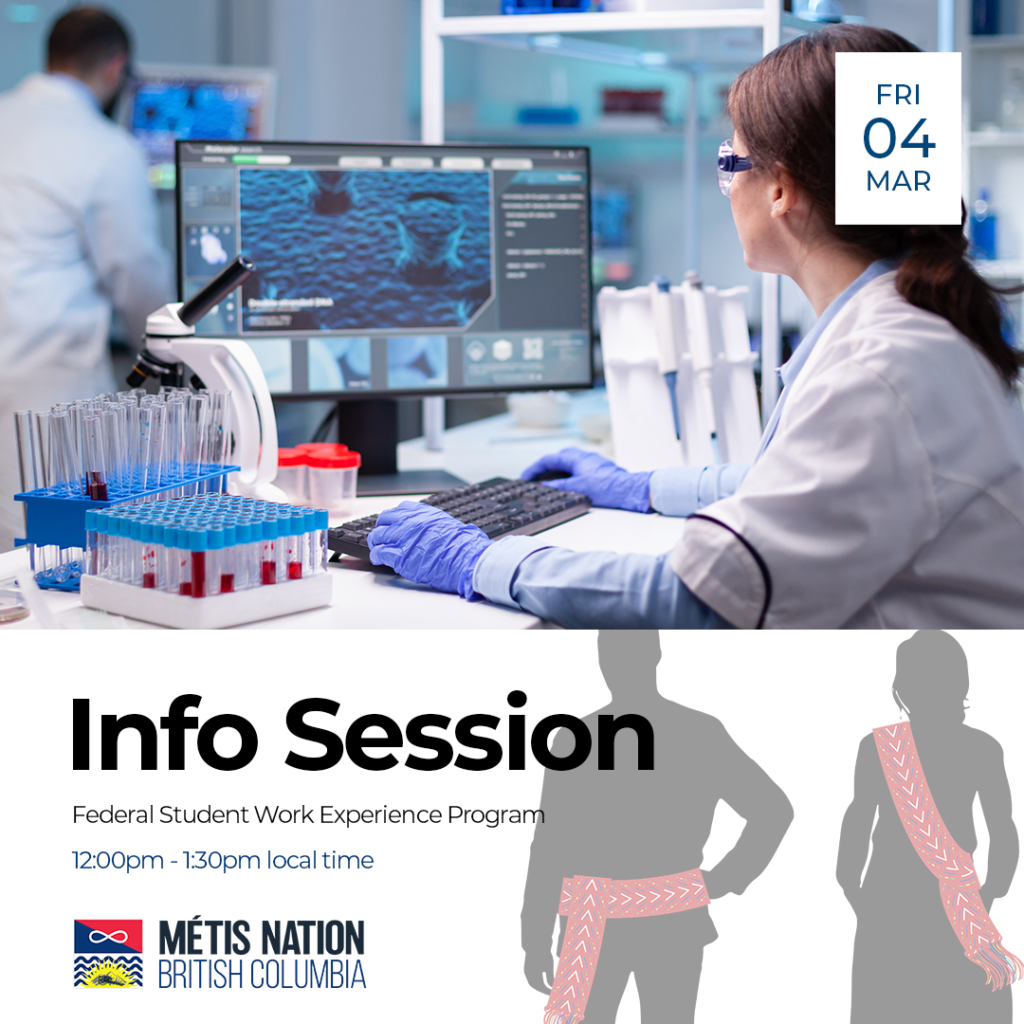 Flyer for Federal Work Experience Program info session hosted on March 4th.