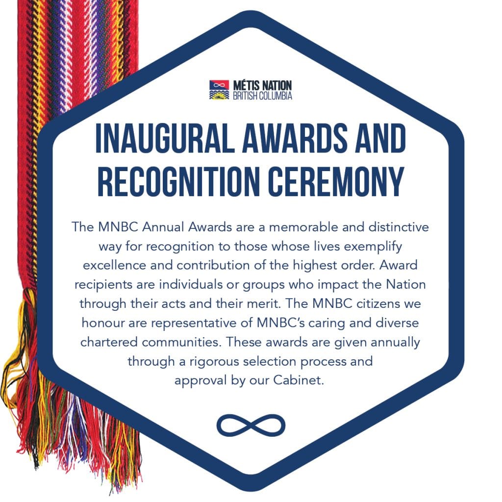 Flyer for Métis Nation British Columbia Awards event hosted on May 4, 2022