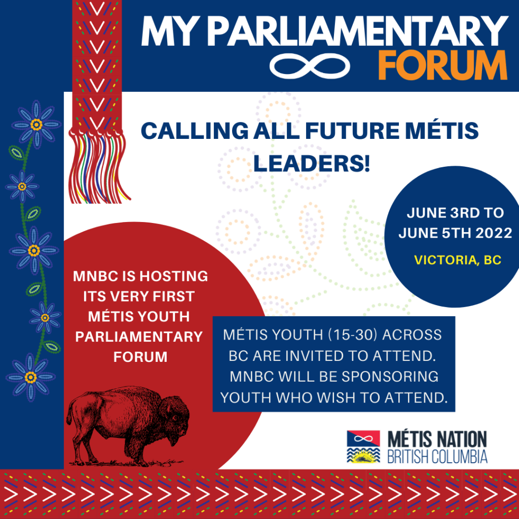 Flyer for My Parliamentary Forum event hosted in Victoria, BC from June 3 to June 5, 2022