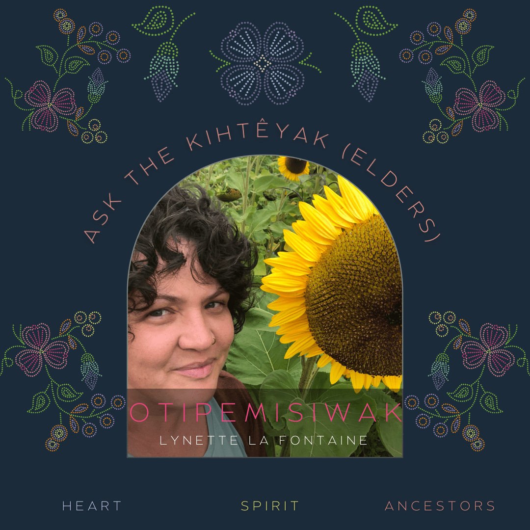 A poster for this event featuring Lynette La Fontaine with a sunflower next to their face.
