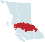 Map of British Columbia with Region 5 highlighted